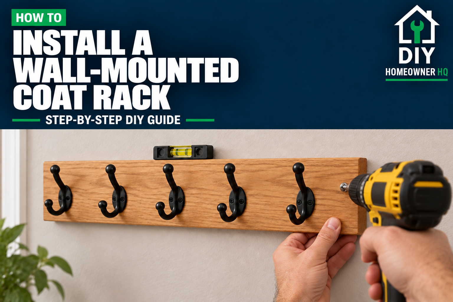 Driving in a screw to hold up a wall-mounted coat rack